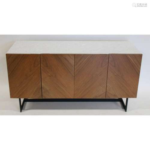 Midcentury Four Door Marbletop Cabinet.