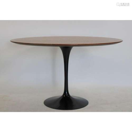 Midcentury Saarinen Style Wood Top Tulip Table.