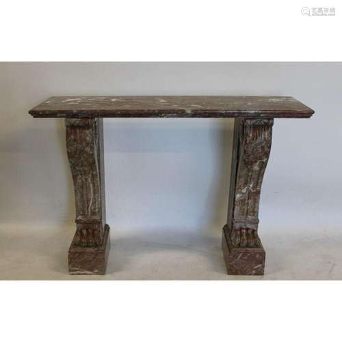 Vintage And Fine Quality Carved Marble Console.