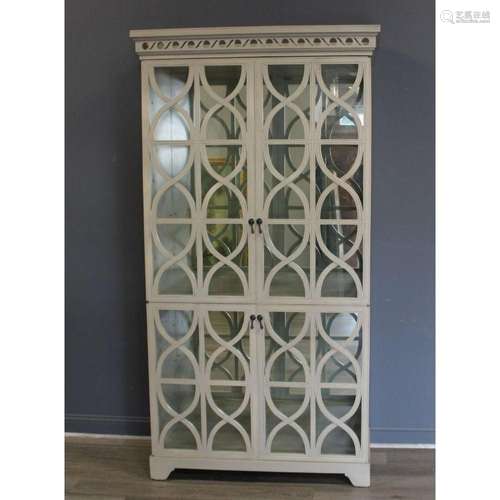 Vintage White Painted Neoclassical Style Cabinet.