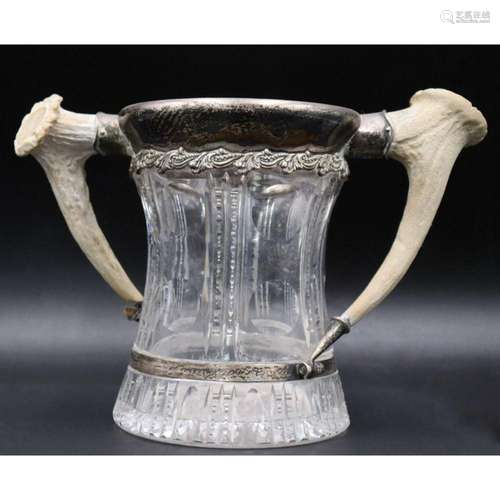 SILVER. Silver Mounted Cut Glass Trophy With