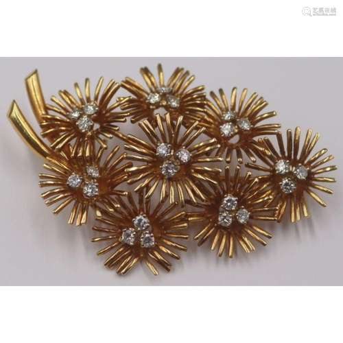 JEWELRY. Italian 18kt Gold and Diamond Brooch.