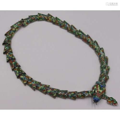 JEWELRY. Mexican Sterling and Enamel Snake