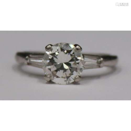 JEWELRY. Platinum and GIA 1.56 ct Diamond Ring.