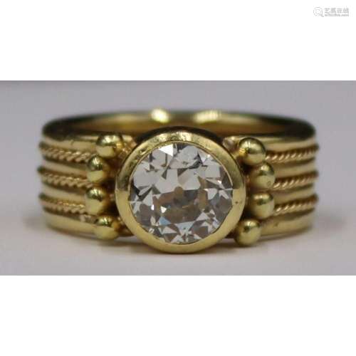 JEWELRY. 18kt Gold and Old European Cut Diamond