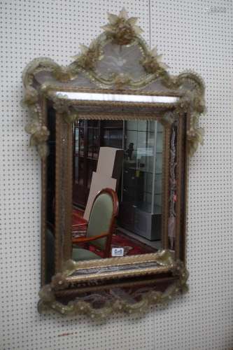 Magnifique miroir vénitien - Motifs floraux en relief - Peti...