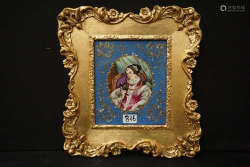 Sèvres - Cadre décoré avec une plaque en porcelaine - Signé ...