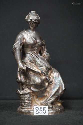"Le plumage du gibier" - sculpture en bronze à pat...