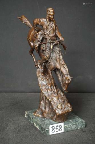 "Indien à cheval" - Sculpture posthume en bronze -...