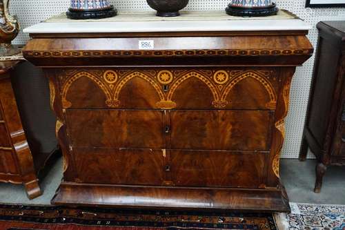 Belle commode en marqueterie - Avec dessus en marbre - Avec ...