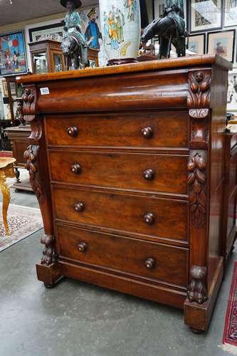 Commode haute anglaise - Ca.1900 - Acajou - Avec 5 tiroirs