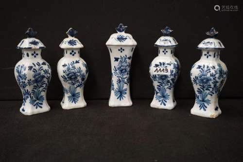 Set Delft miniature de cinq pièces - Bleu et blanc - Décorat...