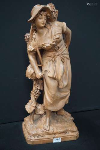 Belle sculpture en terre cuite - Ca.1900 - "Le vendange...