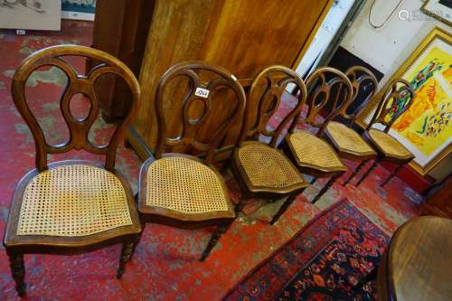 6 Chaises - ca.1900 - Acajou - sièges en canage