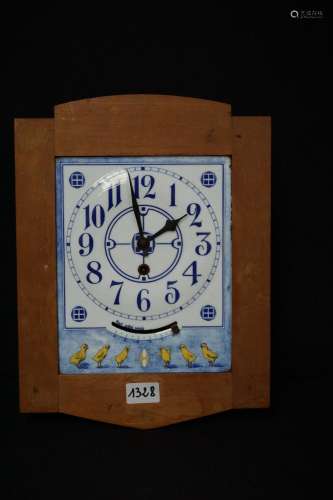 Horloge de cuisine Art Déco - Cadran en émail - H : 40 cm