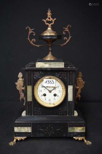 Horloge de cheminée en marbre - H : 45 cm