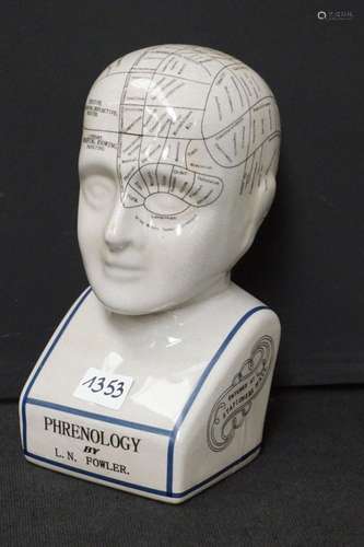 Buste en craquele - "PHRENOLOGY BY L.N. FOWLER" - ...