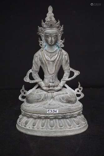 Statue asiatique en bronze - H : 34 cm