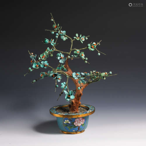 Nineteenth century cloisonné bonsai