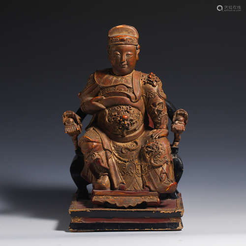 Eighteenth-century wooden lacquered gold statue