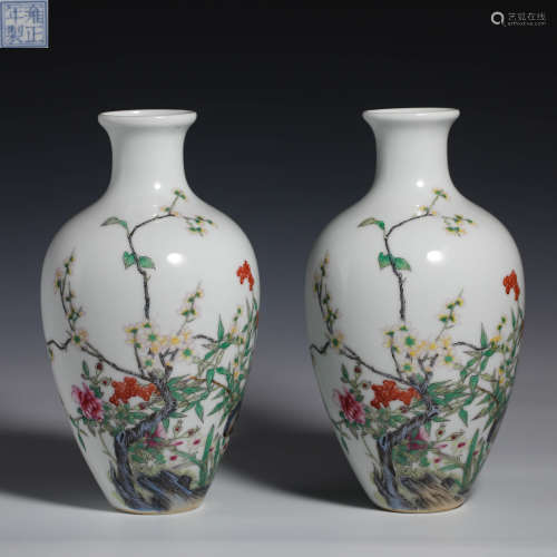 Nineteenth century enamel bottle pair