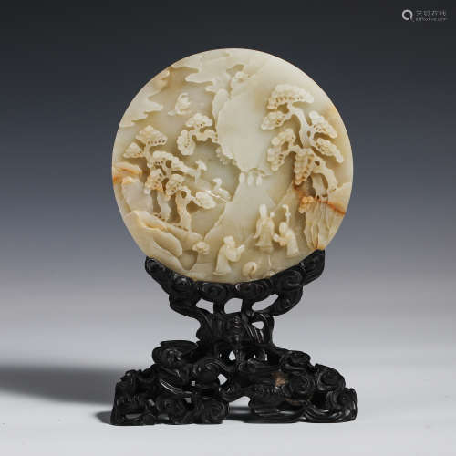 Eighteenth-century Hetian seed material white jade interstit...