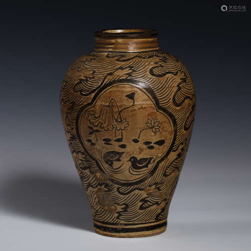 Chinese 10th century porcelain state kiln plum bottle
