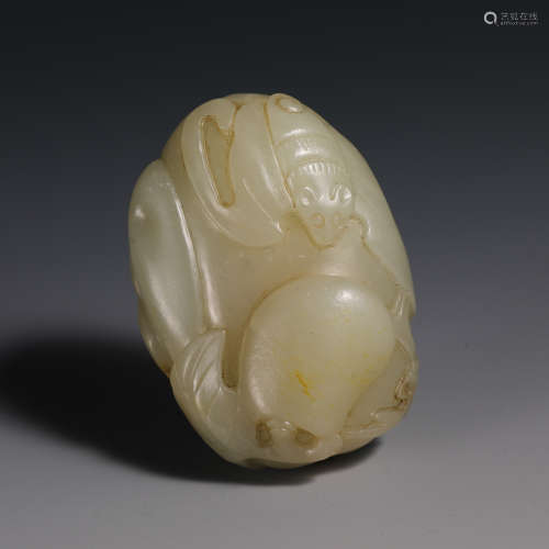 Chinese nineteenth century Hetian jade handle piece