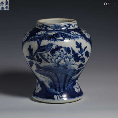Chinese nineteenth-century Kangxi blue and white general jar