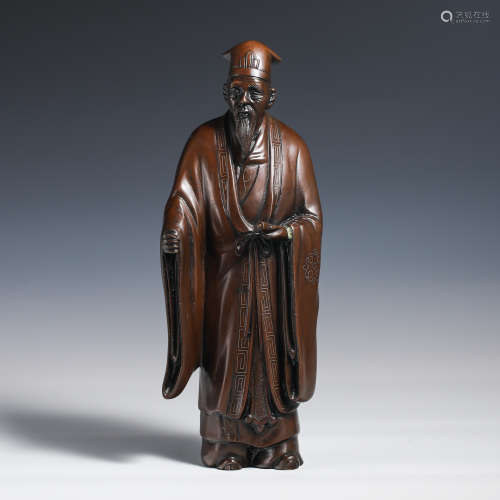 Nineteenth-century bronze Taoist figure statue
