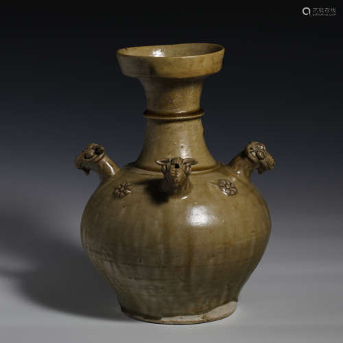Early Chinese celadon four-sheep porcelain vase