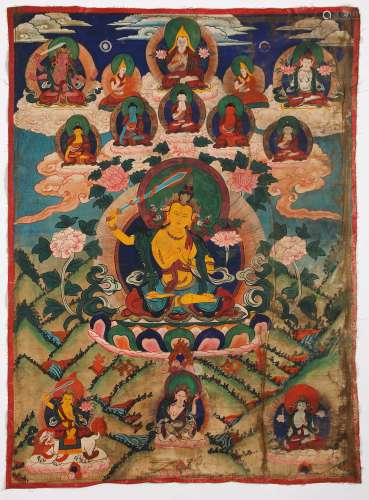 Eighteenth-century Tibetan Manjushri Thangka
