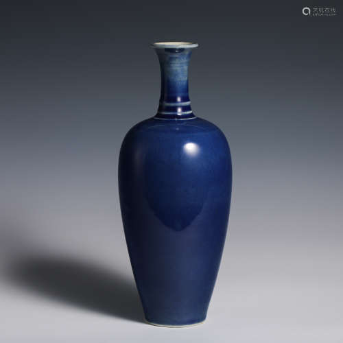 Nineteenth century peacock blue glaze bottle