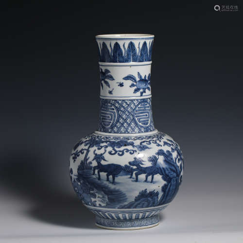 Nineteenth century blue and white vase