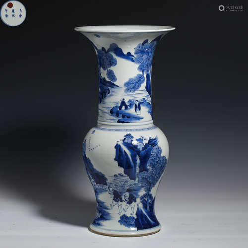 Nineteenth-century blue and white phoenix-tailed vase