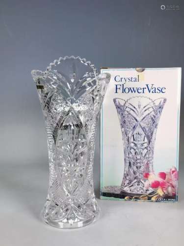 昭和时期 手工精刻奢华水晶玻璃花瓶
