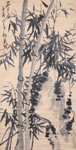 蒲华墨竹君子图（lot106-120为同一藏家藏）纸本立轴