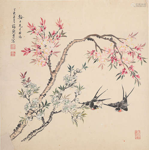 梅兰芳双燕图（lot121-139为同一藏家藏）纸本立轴