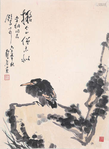 潘天寿花鸟（lot082-105为同一藏家藏）纸本立轴