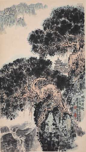 钱松岩山水（lot106-120为同一藏家藏）纸本立轴