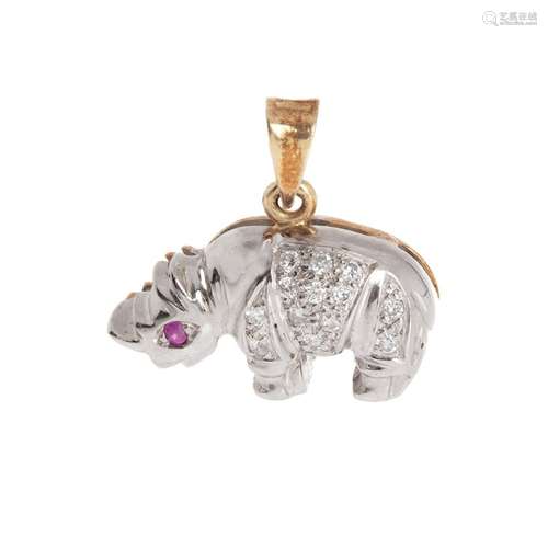 Two-color rhinoceros pendant