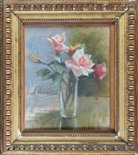 MARIE BOYLESVE (France 20ème siècle) Vase de roses