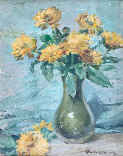 LOUISE ABBEMA (1853-1927) Vase de chrysanthèmes