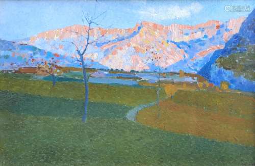 LUIGI BONAZZA (1877-1965) Paysage " Tramonto d'Aut...