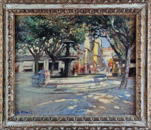 PIERRE EDMOND ALMES (1880-1944) Place de la fontaine, ca.193...