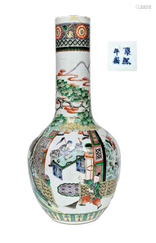 CHINE, DYNASTIE QING 19ème SIECLE Important vase au long col