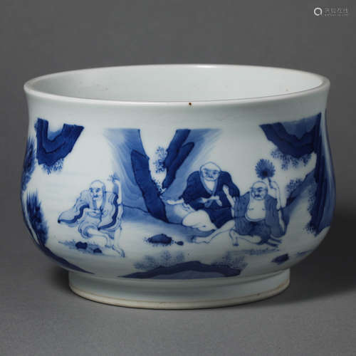 China Qing Dynasty blue and white porcelain jar