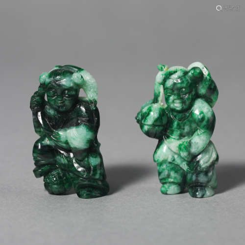 China Qing Dynasty A set of emerald figures