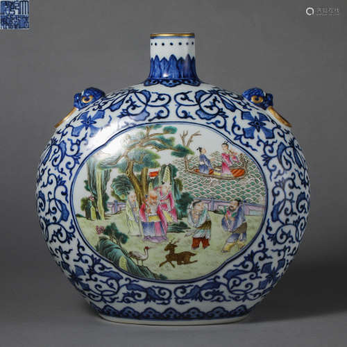China Qing Dynasty Blue and White Porcelain and Pastel Windo...