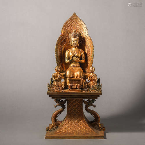 China Qing Dynasty Gilt Buddha Statue